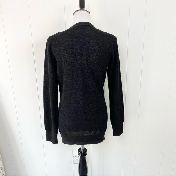J. Mclaughlin Button Black Metallic Cardigan Sweater Women's Size Medium Long - Picture 2 of 15